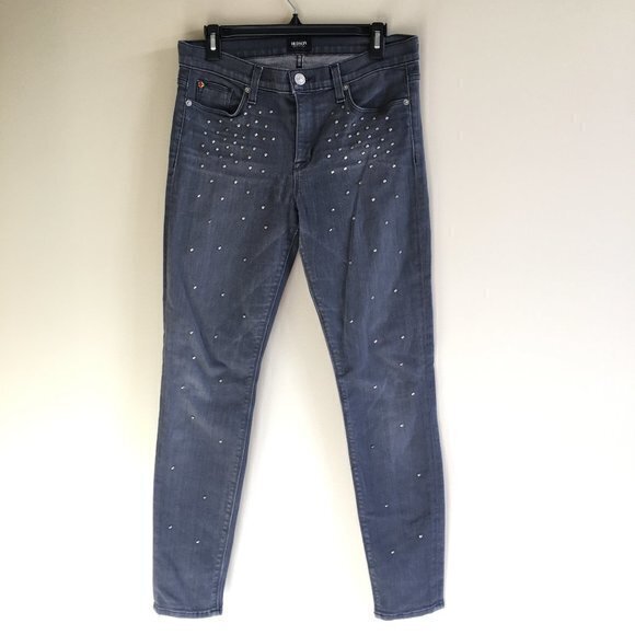 Hudson Jeans Nico Studded Super Skinny Midrise Jeans in Alloy Womens Size 29 - Picture 5 of 13